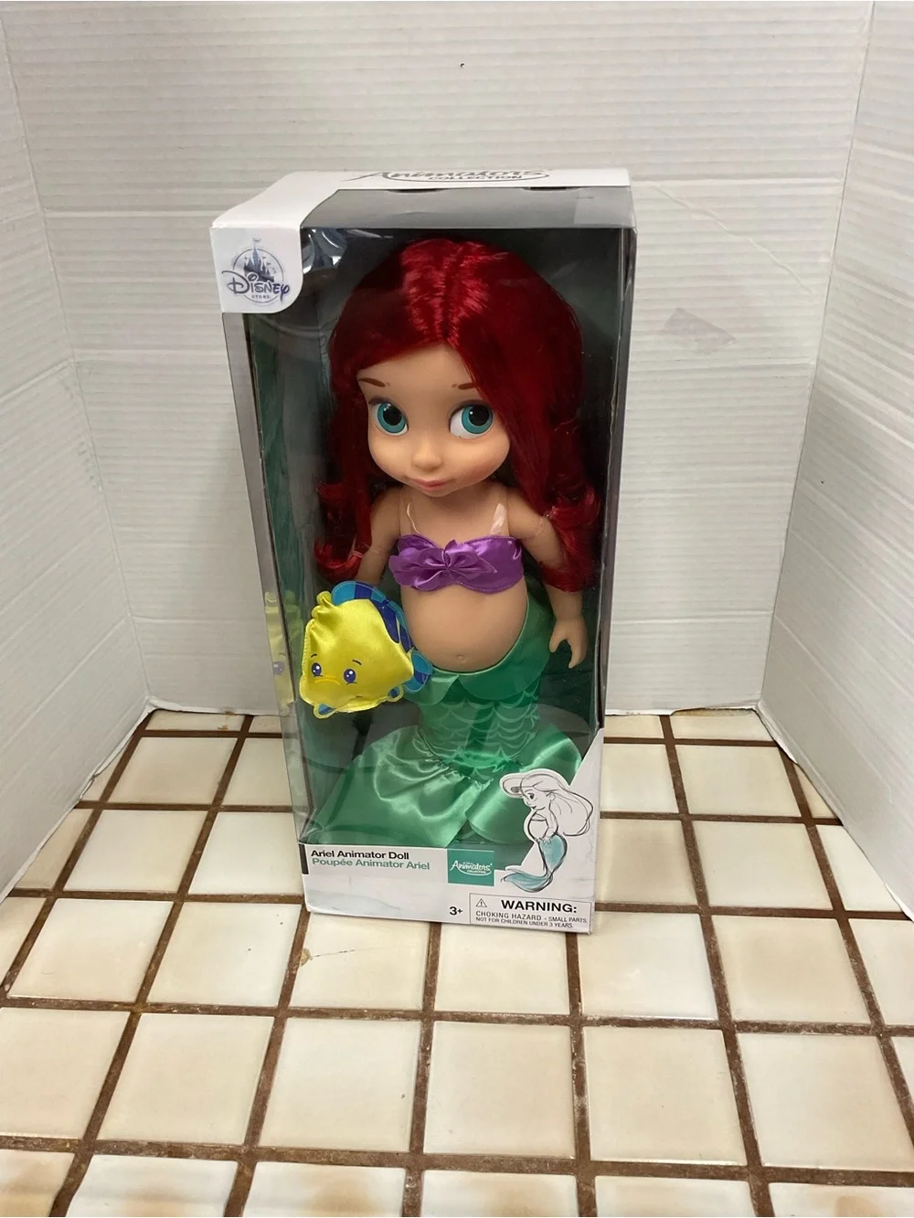 Disney Ariel Animator Doll with Purple Top and Yellow Flounder
